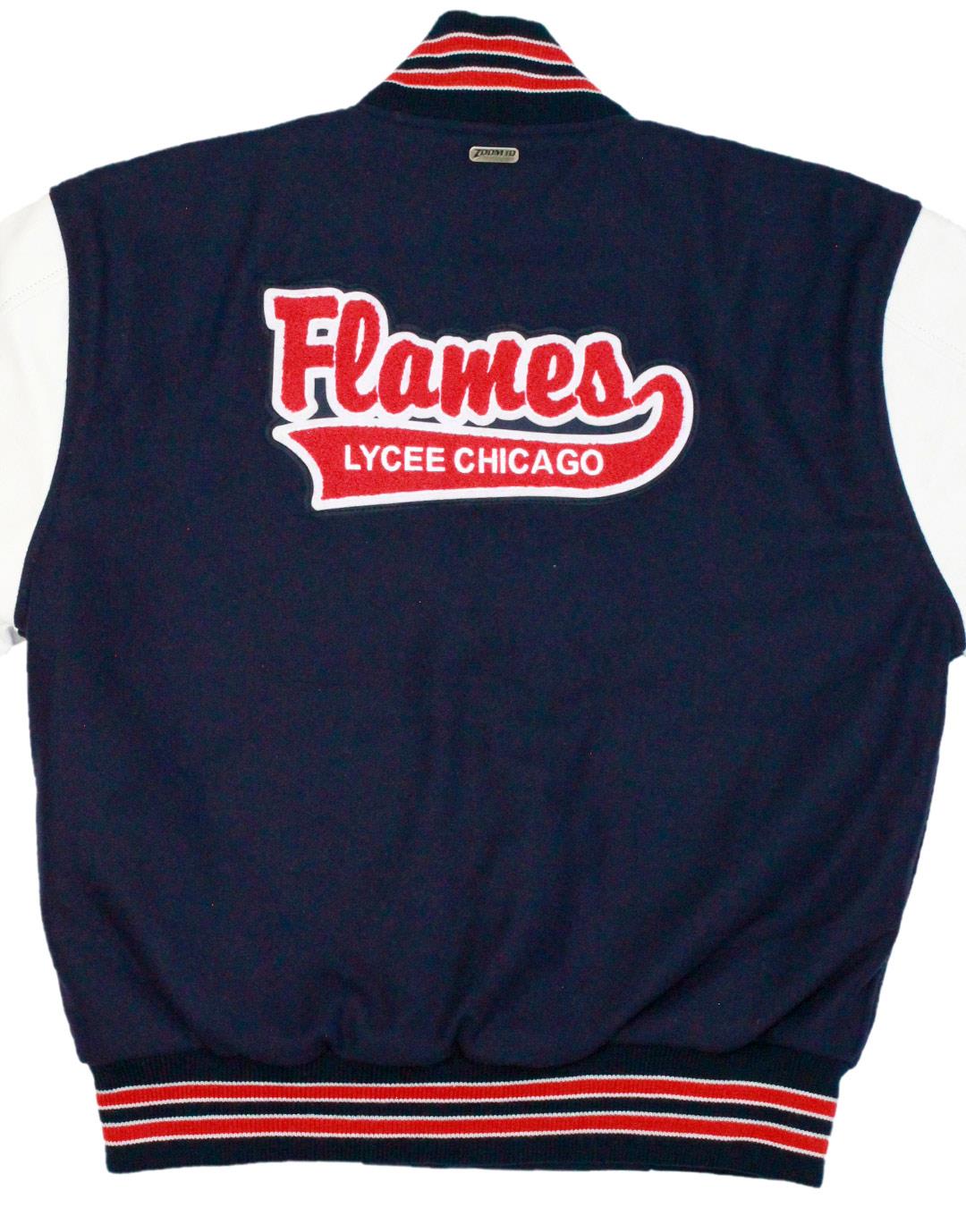 Lycee Francais de Chicago Flames Letterman Jacket, Chicago, IL - Back