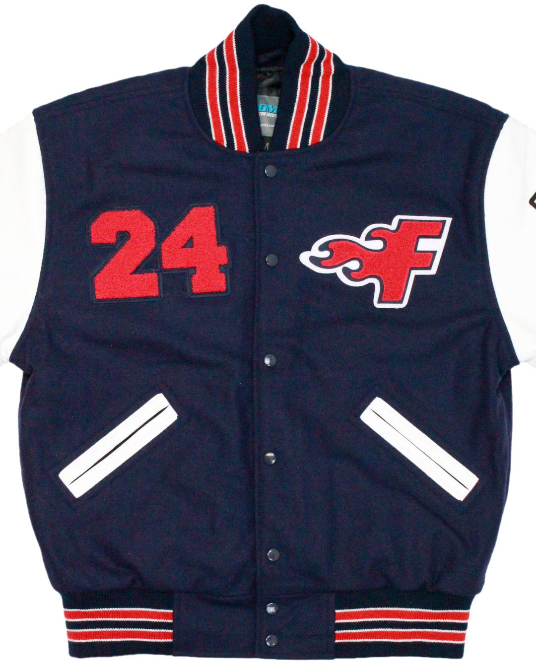 Lycee Francais de Chicago Flames Letterman Jacket, Chicago, IL - Front